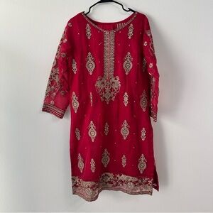 Sha Posh Embroidered 3 Piece Bright Pink Kurta